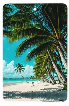 Poezjzw Beach Palm Tree Pattern Car Air Fresheners 6 Pcs Rectangle Hanging Aromatherapy Tablets Scented Fresheners For Bedroom Bathroom