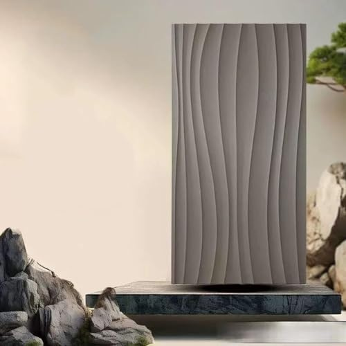 Artiz 3D-Wandpaneele Für TV-Innenwanddekoration, Wandverkleidung Für Schlafzimmer Und Küche, Wasserwellenstruktur Leichtbausteine ​​aus PU Für Homeoffice, Lobby Und Hotel(Cement Gray,10PCS)