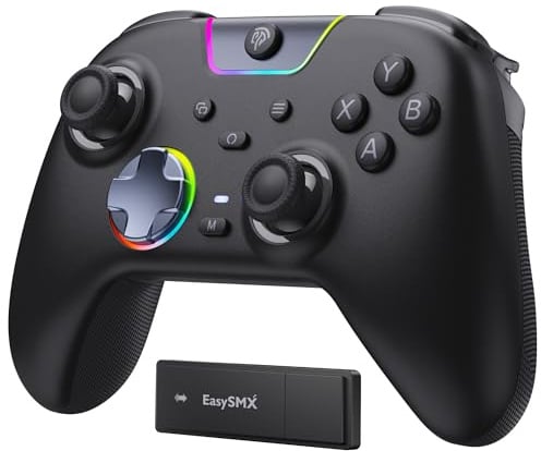 EasySMX X05PRO Wireless Controller PC, Gaming Controller mit leise Tasten, 2-stufige Tigger, Hall Joysticks, 2 programmierbare Tasten, 1000mAh Akku, Kompatibel mit PC/Switch/Android/iOS-Schwarz