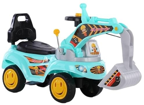 Swingcar Spielzeugtraktoren for Kinder, Aufsitzbagger, Musikgeräusche, Bagger, Roller, Bulldozer, BAU-LKW for Kleinkinder, Stauraum unter dem Sitz kinderfahrzeuge(Bleu,Twist car+6 Toy car+Pedals)