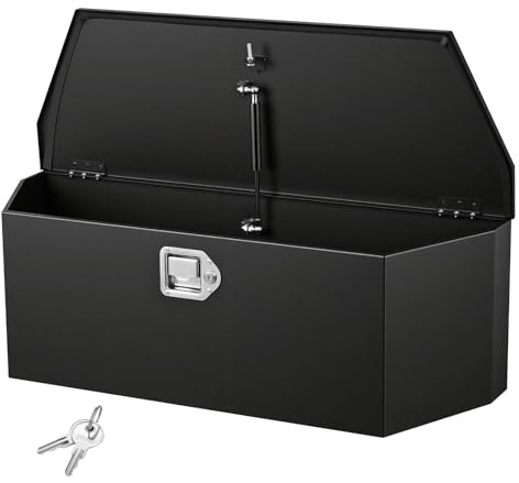 VEVOR Scatola Portaoggetti per Timone del Rimorchio 914x314x305 mm in Alluminio, Cassone Portautensili con Serratura per Rimorchio Carico max. 50 kg Scatola di Stoccaggio per Attrezzi, Nero