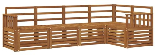 vidaXL 5-teiliges Sofaset, natürliches Akazienholz, massiv, rechteckig, für Garten und Terrasse, Terrassenmöbel, moderne Sitze aus Akazienholz, langlebige Lounge
