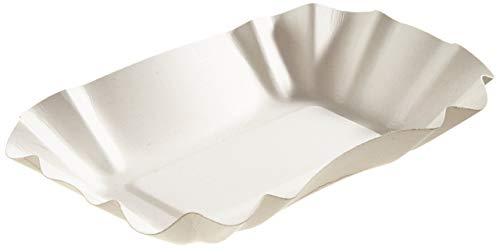 Papstar Schalen / Schüsseln pure, weiß, (250 Stück), eckig, 9 x 14 x 3 cm, TÜV-zertifiziert, aus 100% Frischfaserkarton, kompostierbar, lebensmittelecht, #11303