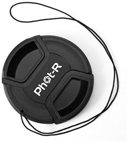 Phot-R 62 mm Centre Pinch Lens Cap with Safety Cord for DSLR Cameras