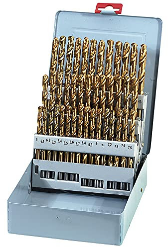 Juego de brocas rectificadas decimales, 6-10 mm, HSS TIN P010/41 Fervi recubiertas al tin