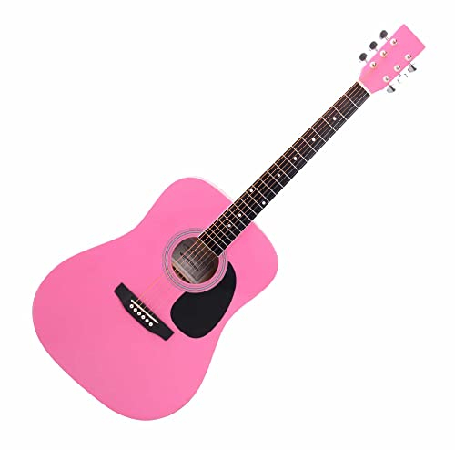 Classic Cantabile WS-10PK Westerngitarre (Dreadnought, Western akustik, Stahlsaiten, Anfänger & Fortgeschrittene) pink