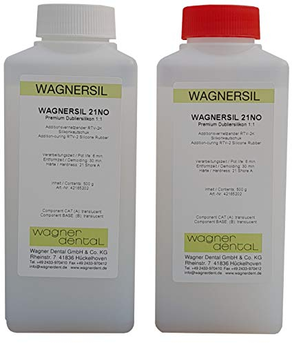 WAGNERSIL 21 NO (1 kg) | Premium Dubliersilikon | Mischverhältnis 1:1 | Abformsilikon | Silikon-Kautschuk | zur Herstellung von Silikonformen mit Epoxidharz, Gips, Wachs uvm. | DIY