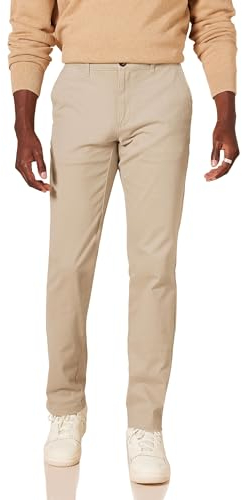 Amazon Essentials Herren Legere Stretch-Chinohose mit klassischer Passform, Bräunen, 34W / 32L