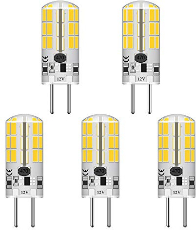 Lacnooe GY6.35 G6.35 Bi-pin Base LED Bulb 4Watt AC DC 12V Silica Gel Crystal Daylight White 6000k Landscape Lighting,JC Type, Equivalent 25W- 30W Q35/CL/T4 Halogen Bulbs (5-Pack)