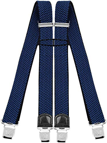 Decalen Hosenträger für Herren mit 4 Starken Clips X Form Lang Eine Größe Passt Alle Verschiedenen Farben (Blau)