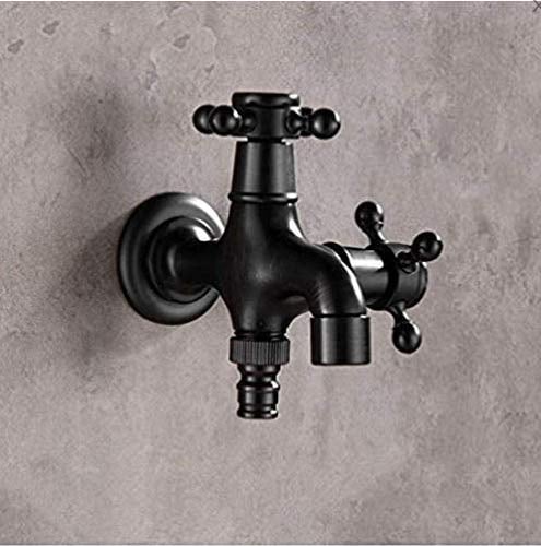 TianZly Messing schwarz Öl gebürstet Doppel Waschmaschine Wasserhahn Bad Ecke Wasserhahn Wasserhahn Garten Outdoor Wasserhahn Mixer