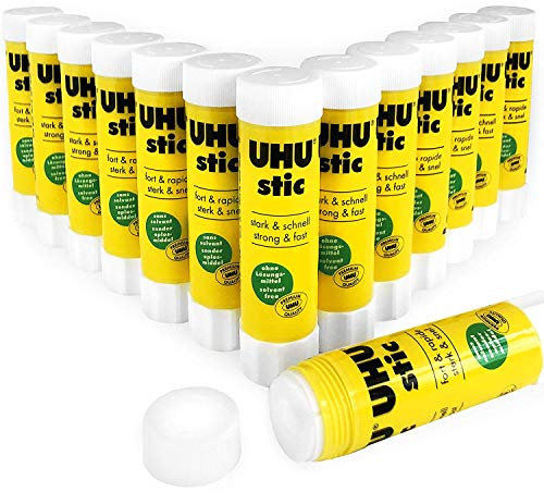 UHU Stic Bâtons de colle – 40 g – Sans solvant – Application transparente – Lot de 12 + 2