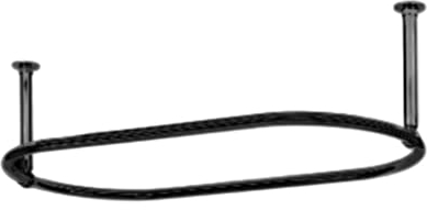 Luxury Tradizionale asta ovale per tenda da doccia con supporti regolabili a soffitto, finitura in acciaio a basso tenore di carbonio, colore nero, 110 x 64 x 28 cm (anelli e ganci per tende inclusi)