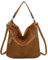 OBC Damen Tasche Shopper Hobo-Bag Handtasche Ledertasche Umhängetasche Schultertasche Beuteltasche Leder Optik Crossbody (Cognac 34x32x14 cm)