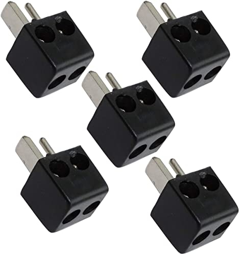 AERZETIX - C43778 - Lot de 5 - Connecteur DIN 2 Pins - Fiche Mâle à 2 Broches - Montage par Bornes à Vis - Couleur Noir - pour Haut-Parleurs/Enceintes