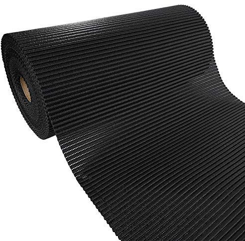 Weichschaummatte Bad 200x65 cm | Badematte aus weichem, atmungsaktivem PVC | Antirutschmatte Bad für Innen- und Außenbereiche | Badteppich Weichschaum mit sicherem Halt auch bei Nässe | Tiefschwarz