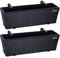 STILISTA® 2er Polyrattan Blumenkasten Set 60 x 16 x 19 cm inkl. Verstellbarer Aufhängung und herausnehmbarem Kunststoffeinsatz, in 4 unterschiedlichen Farben, schwarz