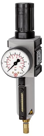 RIEGLER FU 822-M-4 FUTURA Filterregler mit Metallbehälter, Sichtrohr und Manometer, Vollautomatisch, Baugröße 1, 0,2-4 bar, G 3/8