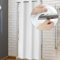Rideau de Douche en Tissu sans Crochets nécessaires – Petite Taille d'étale et Style hôtel – Imperméable – Lavable en Machine – 91,4 x 188 cm – Blanc (91,4 x 188 cm)
