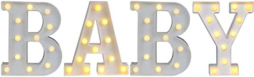 Fantasee Leuchtende Buchstaben, 26 Alphabet-Leuchten, Festzelt, Zahlen, Buchstaben, Schild für Hochzeit, Geburtstag, Party, Lampe, Weihnachten, Zuhause, Bar, Dekoration (Baby)