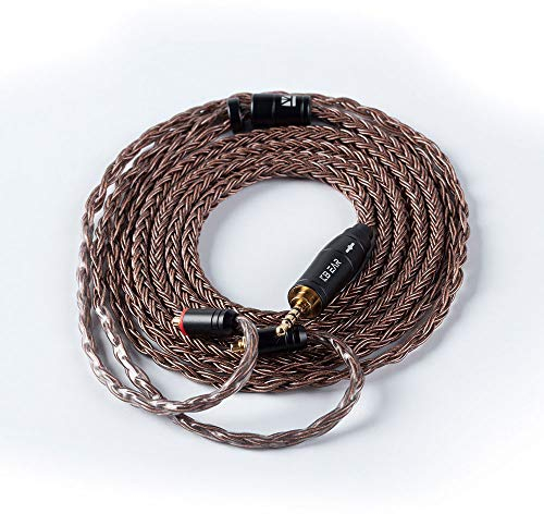 KINBOOFI KBEAR MMCX Earphone Cable, 16 Core Pure Copper Balanced HiFi Detachable Extension Cord TRRRS 4 Pole Replacement IEM Wire for BGVP DM7 DMG TIN T3 T2 (MMCX 2.5mm, Brown)