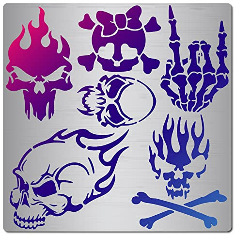 GORGECRAFT 6.3-Zoll-Schädel-Metallschablone Edelstahl-Malvorlage Journal-Werkzeug Zum Malen von Holzbrennen Brandmalerei Und Gravieren Zuhause Heimwerkerdekoration Kunsthandwerksbedarf