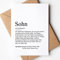 KAMEWI® Grußkarte SOHN Definition | Klappkarte mit Briefumschlag aus Kraftpapier | Bedanken Kind Geschenk Schwangerschaft Vorfreude Geburtstag Bester Sohnemann Duden Kinder Herzensmensch