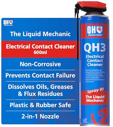 Quinton Hazell The Liquid Mechanic QH3 Electric Contact Cleaner, Non Corrosive, Quick Drying Spray Removes Dirt, Oil and Grease from Fuses, Switches, Relays and Wires - 600 ml