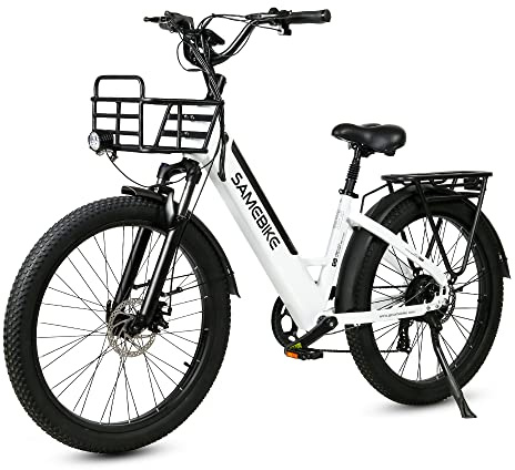 SAMEBIKE Bicicleta eléctrica 26 Fatbike Bicicleta Montaña Ebike, 48V/14Ah Batería, 7 Vel,Pedal Assist,