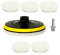 5tlg 75mm Polierpads Klettverschluss Lammfell Pad Auto Polierhaube Polieren polierscheibe Polierset Polierteller Set mit M10 Bohrer Adapter Für Wachsen Schwabbeln Reinigen