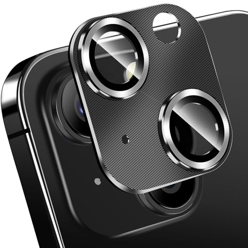 QHOHQ 3 Pièces, Protection Objectif Caméra pour iPhone 15 (6,1) et iPhone 15 Plus (6,7), Alliage de Zinc Monobloc Protege Camera, [Version Améliorée], Ultra HD, Incassable - Noir