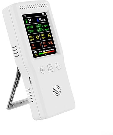Air Quality Monitor, 9 In 1 Temperature Humidity Meters Air Quality Detector PM2.5 With Backlight PM2.5, PM10, HCHO, TVOC, , AQI