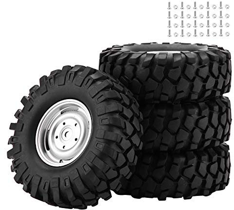 ZLXHDL 4-teilige RC-Car LKW-Reifen, Gummireifen mit 12-mm-Sechskantnaben, Ersatz für 1:10 RC-Crawler und Off-Road-Fahrzeuge, Hochleistungsreifen für Fernsteuerung