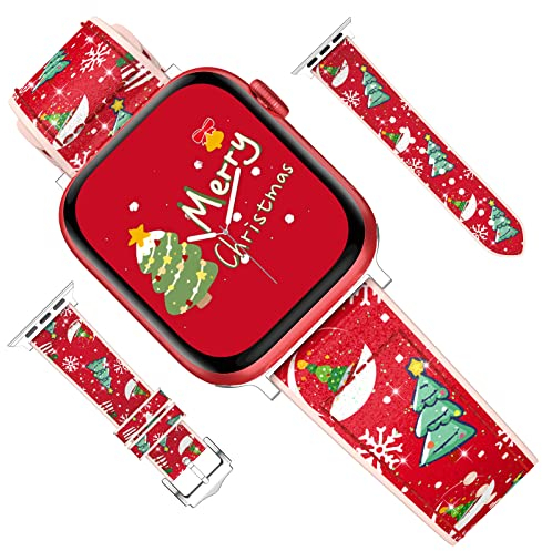 Kamita Correa de Reloj de Navidad para Apple Watch 41mm 40mm 38mm, Lindo Pulsera de Repuesto de Navidad para las Mujeres y Niñas, Correa de Silicona Suave Bandas para iWatch Series (Bolas de Nieve)