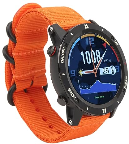 Luqeeg Reloj Inteligente Impermeable para Hombre con Altímetro, Barómetro, Brújula y Pronóstico del Tiempo para Senderismo, Pantalla IPS TFT de 1,28 Pulgadas (Orange)