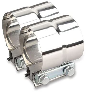 2.25 Inch Exhaust Clamp, Lap Joint Band Clamp Stainless Steel Exhaust Repair Preformed for Exhaust Pipe Connection (2, 2.25 Inch)