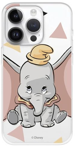 Hülle kompatibel mit iPhone 15 Pro Offizielle Disney Dumbo Silhouette zum Schutz Ihres Handys, Transparente Silikonhülle mit offizieller Dumbo-Lizenz