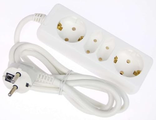 GLT 1 x Paccs 4-Fach Schuko + Euro Mehrfachsteckdose Weiss Steckdosenleiste, Kabel 1,4m, GS geprüft