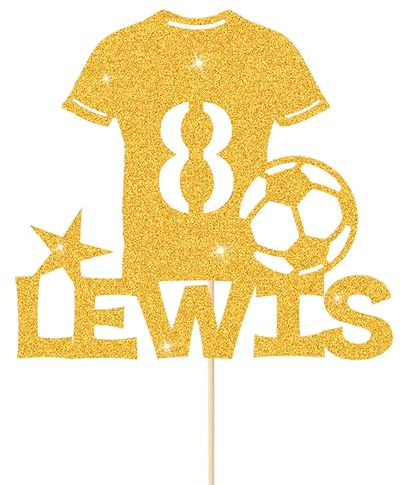 Football Cake Topper Personalised Birthday Cake Decorations Football Gifts for Kids Boys Men Husband Daddy Grandpa Football Lovers Cake Toppers (Gold)
