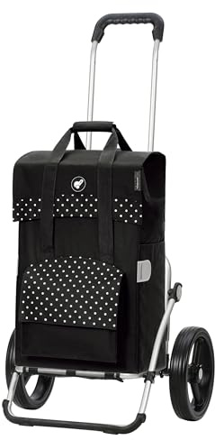 Andersen Einkaufstrolley - klappbar - 50 Liter | Aufhängung für Einkaufswagen - belastbar 50 kg - Aluminium - Trolley - 3-Speichen-Rad Ø 25 cm - Royal Shopper Polly schwarz