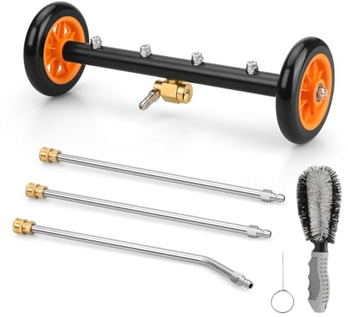 Scopa ad acqua per idropulitrice 2 in 1, pulitore per sottoscocca 16 pollici, Rondella ad alta pressione per auto con la spazzola del mozzo, pulitore di superficie 1200-4000 PSI