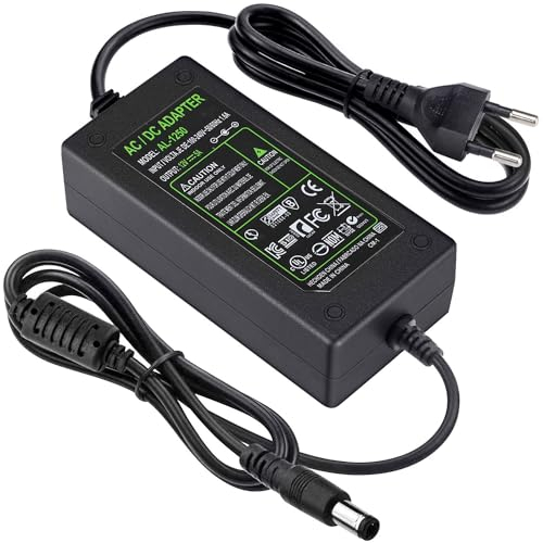 TOBWOLF 12V 5A 60W Netzteil für Fernseher, DVD-Fernseher, TFT-Bildschirm-Monitor, 100–240V AC auf DC 12V 5A Netzteil, 5,5 x 2,5/2,1 mm DC-Stecker