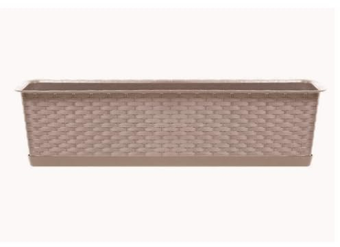 Generisch Blumenkasten Rechteckig Rattan-Optik 50, 60, 70, 80 cm Anthrazit , Mocca (Mocca, 70 cm)