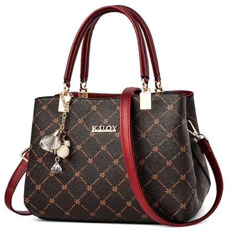 DORRISO Damen Handtasche Taschen Damen - Elegant Exquisites Anhänger Mehreren Fächern Wasserdicht PU Leder für Reisen Party Büro Urlaub Einkaufen Rot