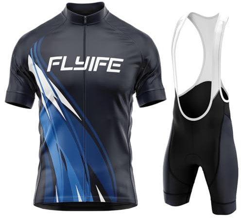 FLYIFE Herren Radtrikot Set Kurzarm mit 9D Sitzpolster Atmungsaktiv Elastische Schnell Trocknend Trikot Radfahren MTB,Ursprüngliche Gaze Radjacke und Radhose,MTB Radtrikot (TYP-7,6XL)