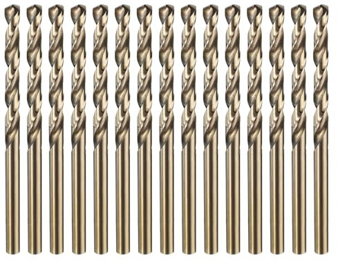 QUARKZMAN 15Pcs M35 Ensemble de Forets Hélicoïdaux en Cobalt 4,2mm Dia en Acier Rapide Forets Métriques 75mm Longueur Totale pour Perçage et Découpe de Métaux Durs et d'Acier Inoxydable