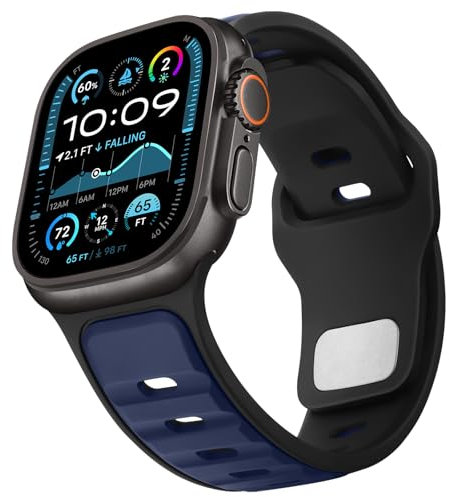 Anlinser Correas Compatible con Correa Apple Watch Ultra 2/Ultra 49mm 46mm 45mm 44mm 42mm, Pulsera Deportiva de Silicona Ajustable Compatible con iWatch Serie 10/9/8/7/6/5/4/3/SE, Azul Marino