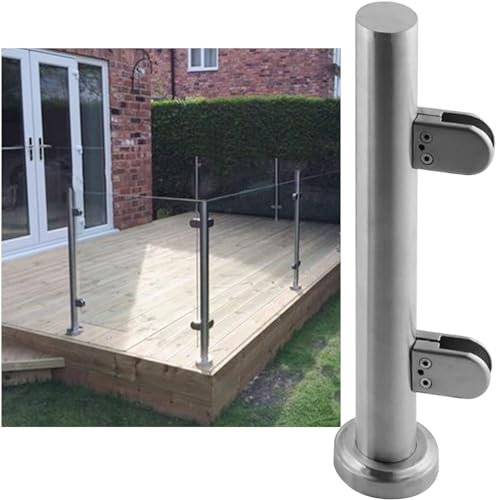 (en: Ringhiera in vetro Post in acciaio inossidabile tondo morsetto per vetro balaustra Post Kit per esterno/interno recinzione scale Guardrail (argento 95 cm/37,4 ))