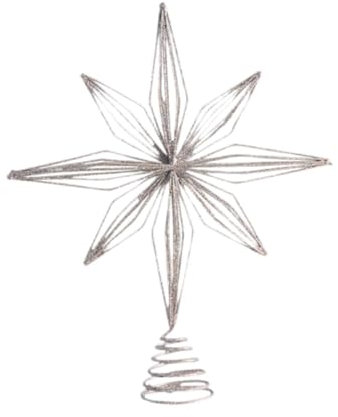 EHJRE Weihnachtsbaumspitze, Stern, funkelnder Stern, Baumkrone, dekorative Neujahrsparty-Requisiten, Wohnkultur, Urlaubsverzierung, Leuchtend, Silber