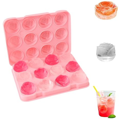 Eiswürfelform Silikon, Eiswürfelbehälter Eiswürfelform Silikon mit Deckel | Eiswürfelform Rose Eiswürfel Kugel Ice Cube Tray,für Whisky Cocktails Bier Gekühlte Getränke und Babynahrung